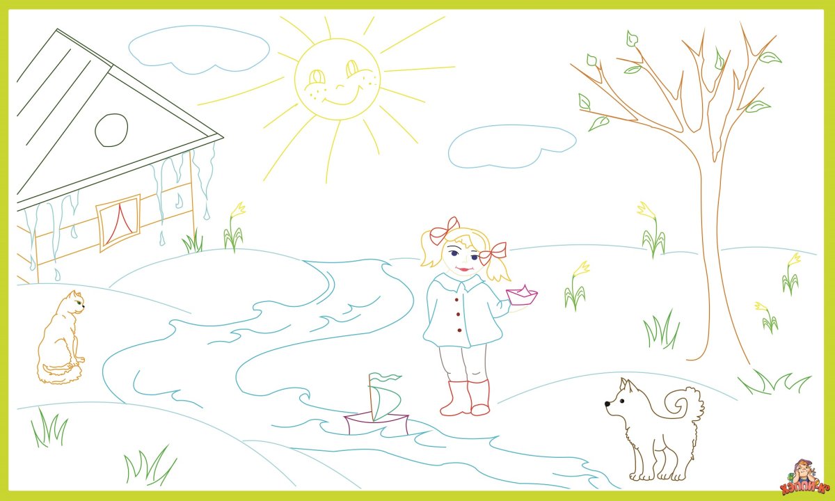 Раскраска. Весна