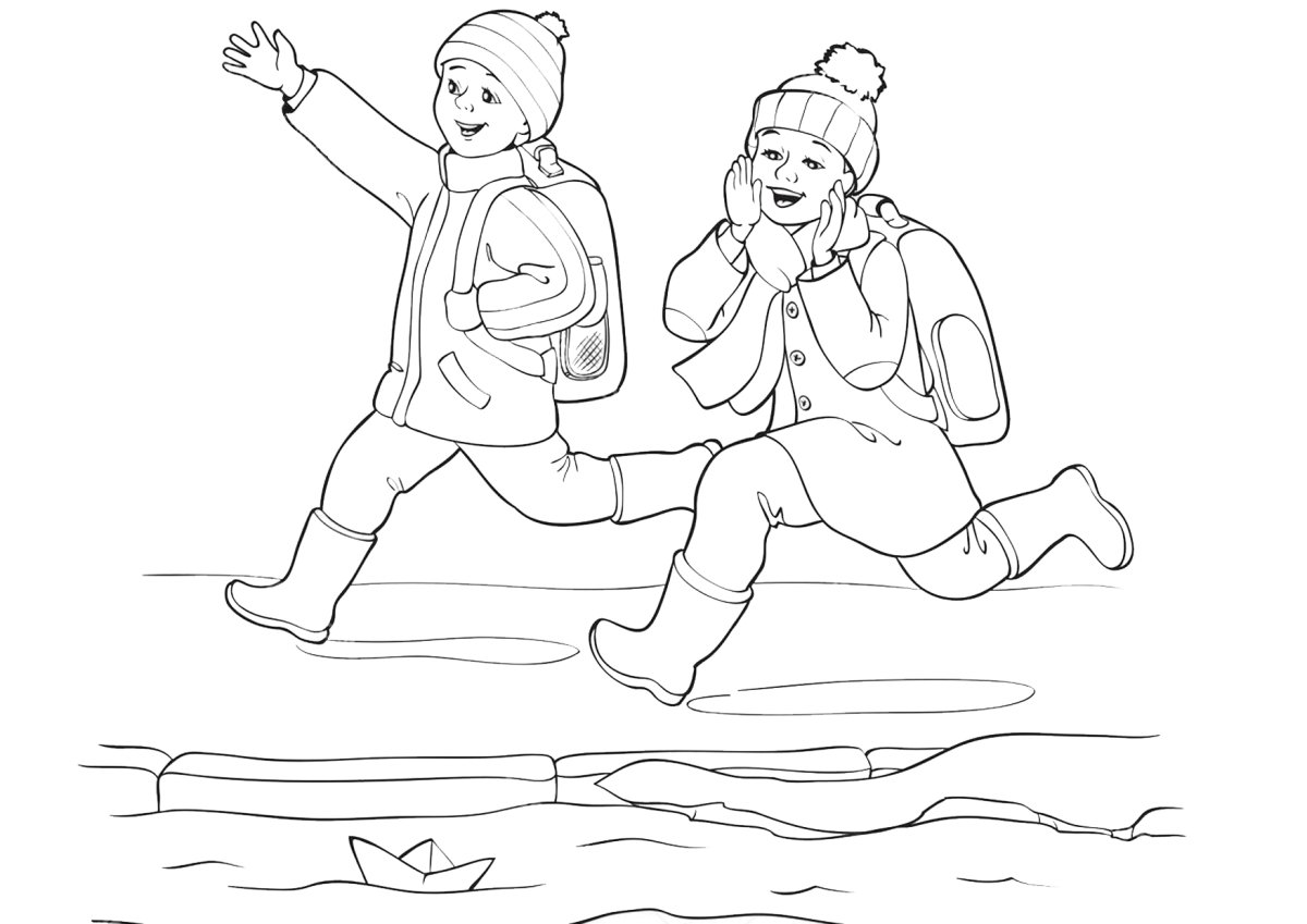 Зимний пейзаж раскраска