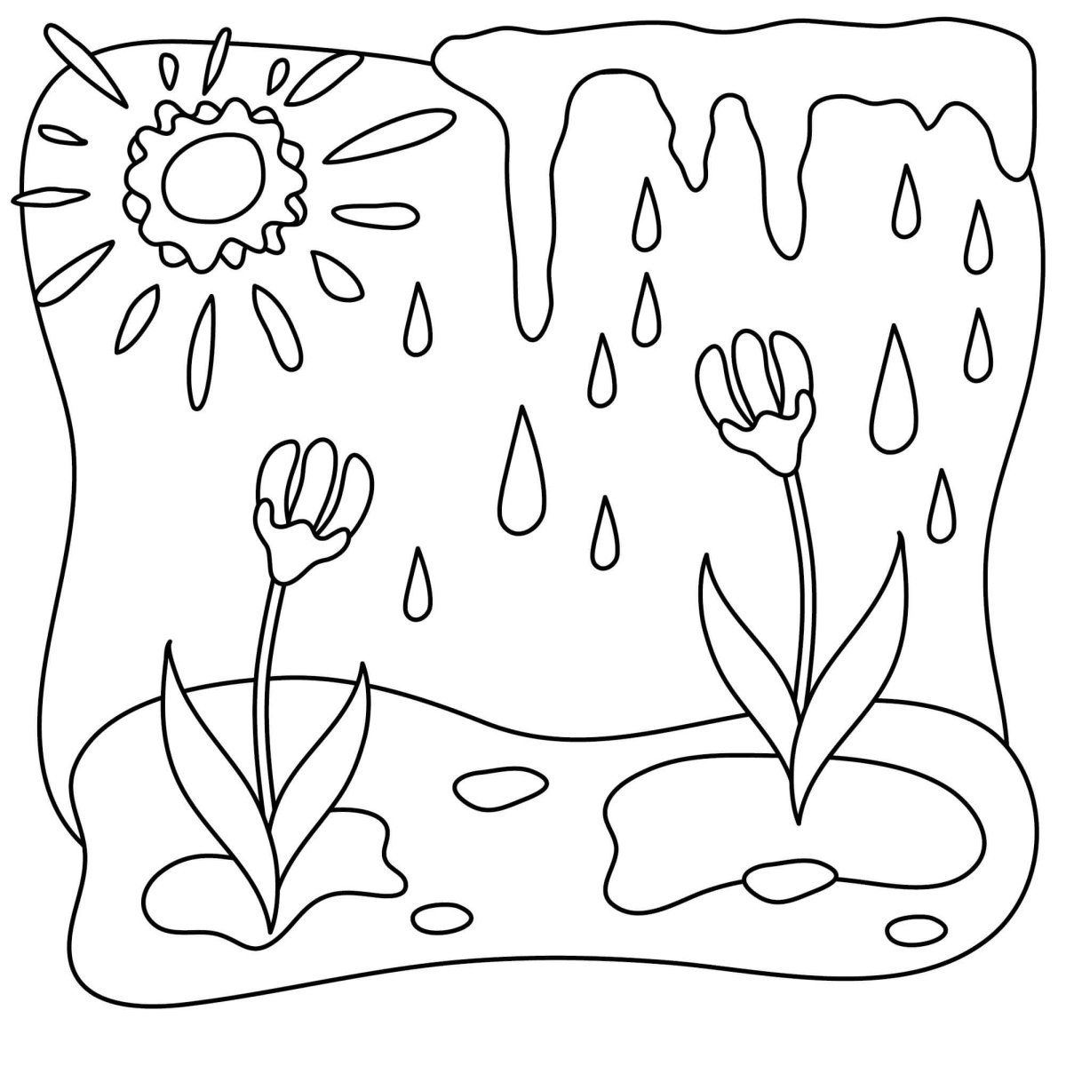 Раскраска Весна подснежники