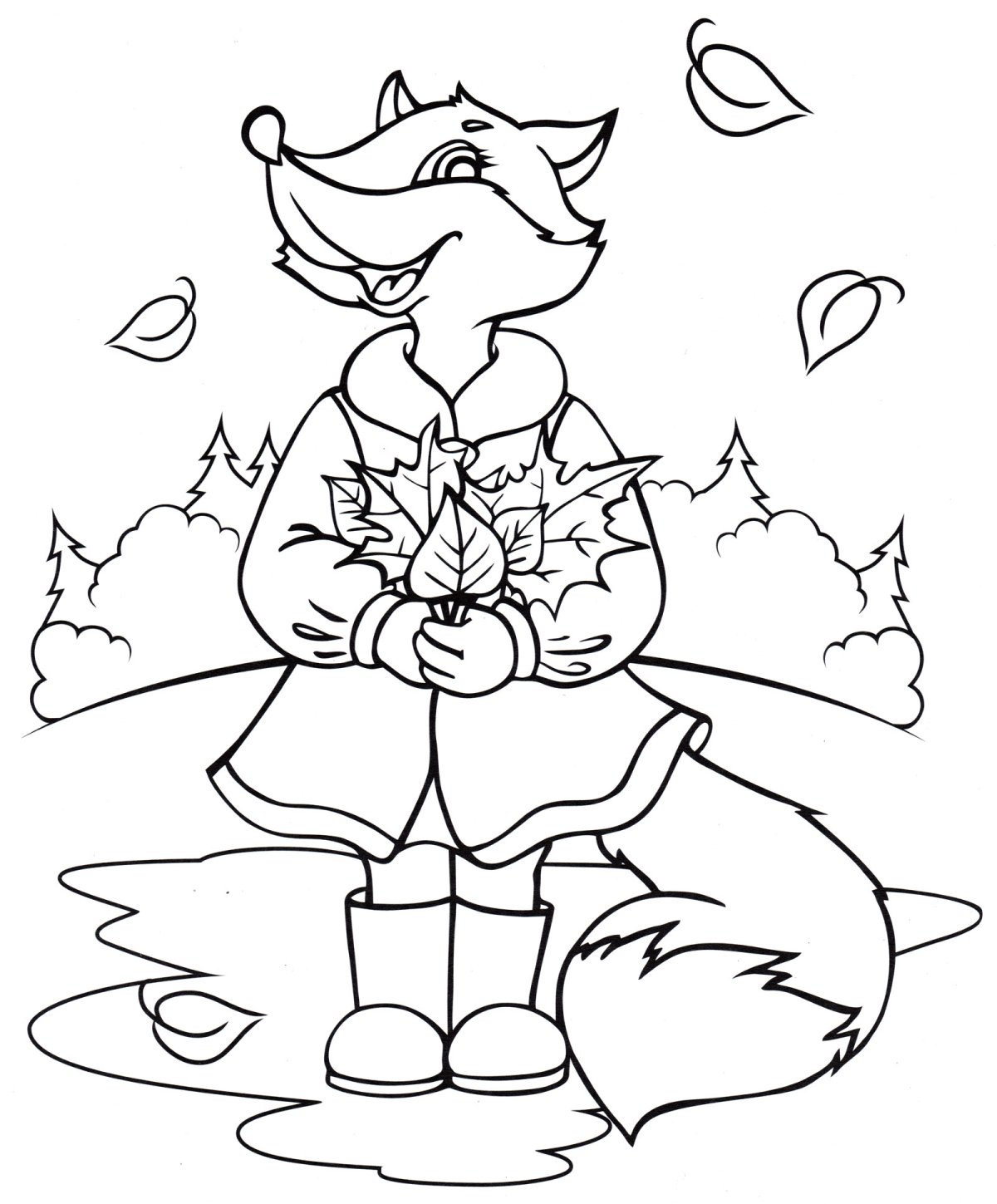 Раскраска лиса и журавль 1 класс по цветам