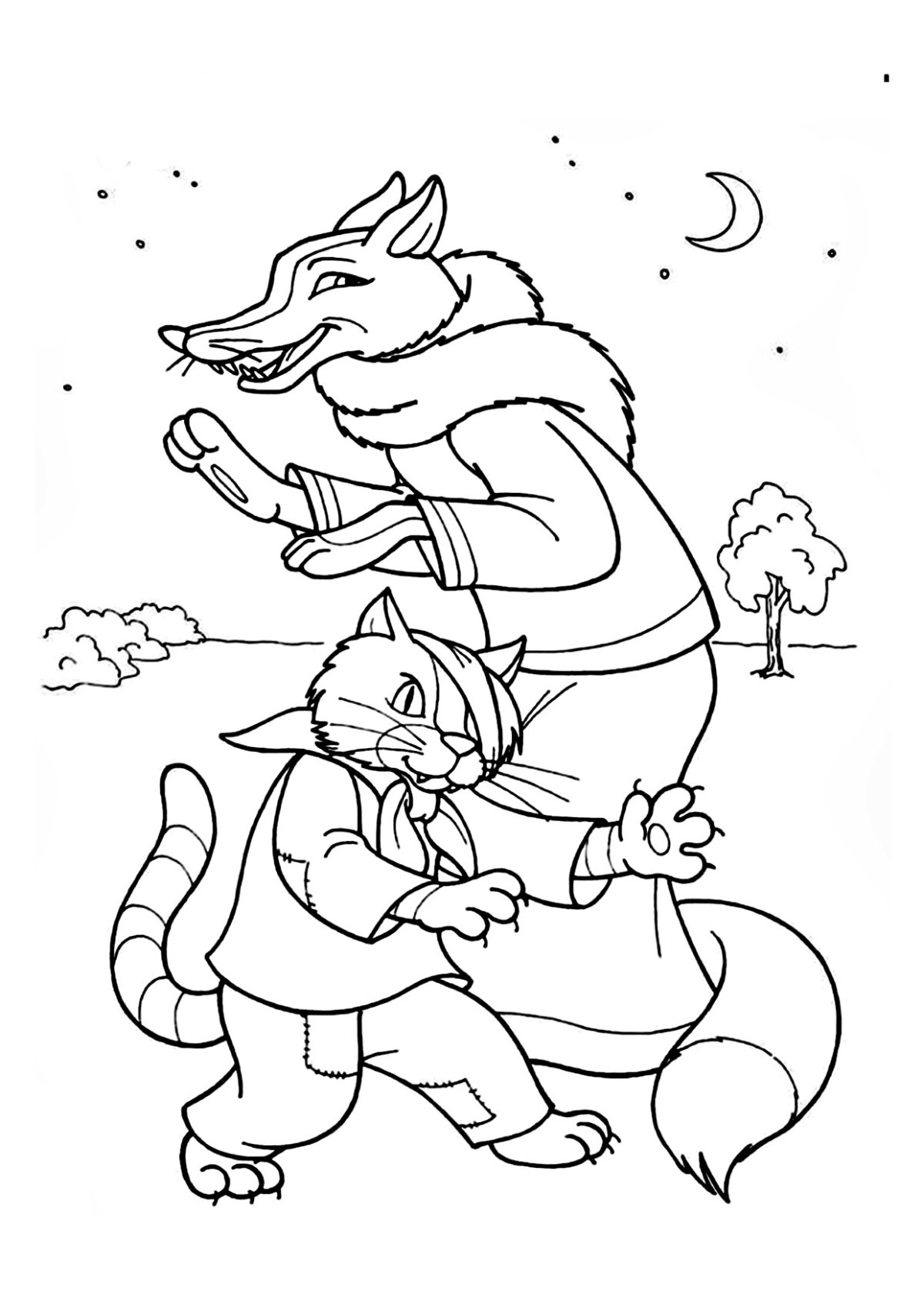 Лиса со скалочкой раскраска