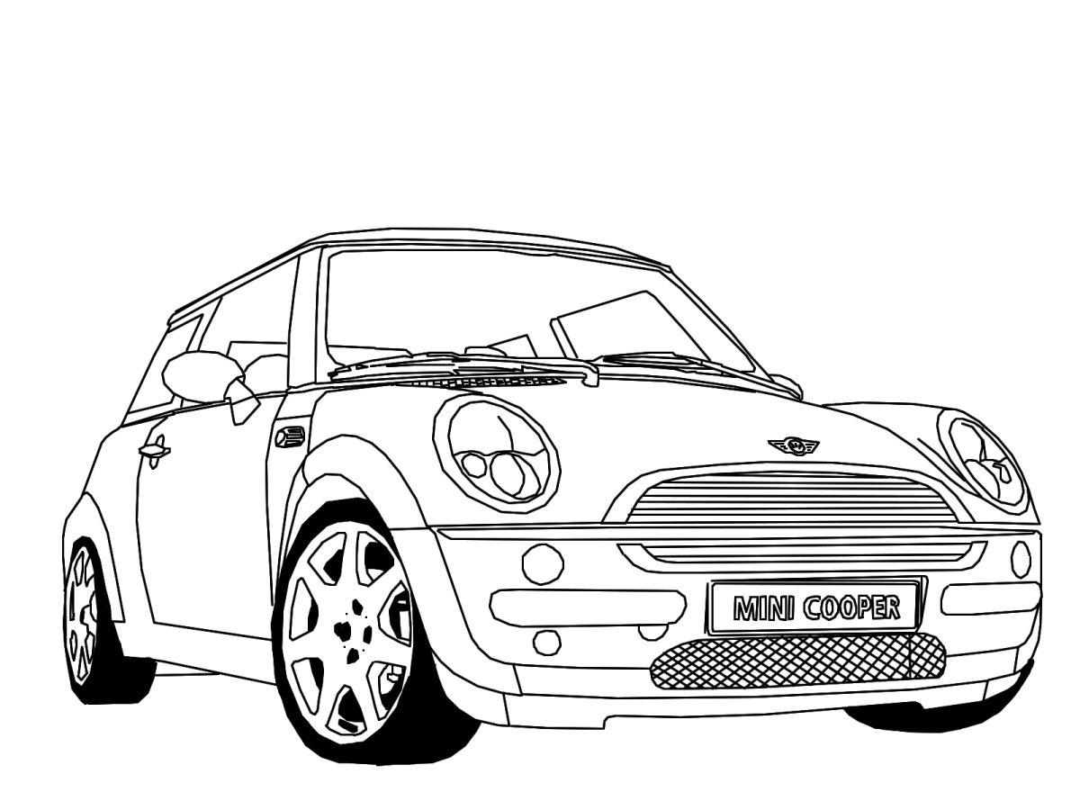 Раскраска машина мини Купер