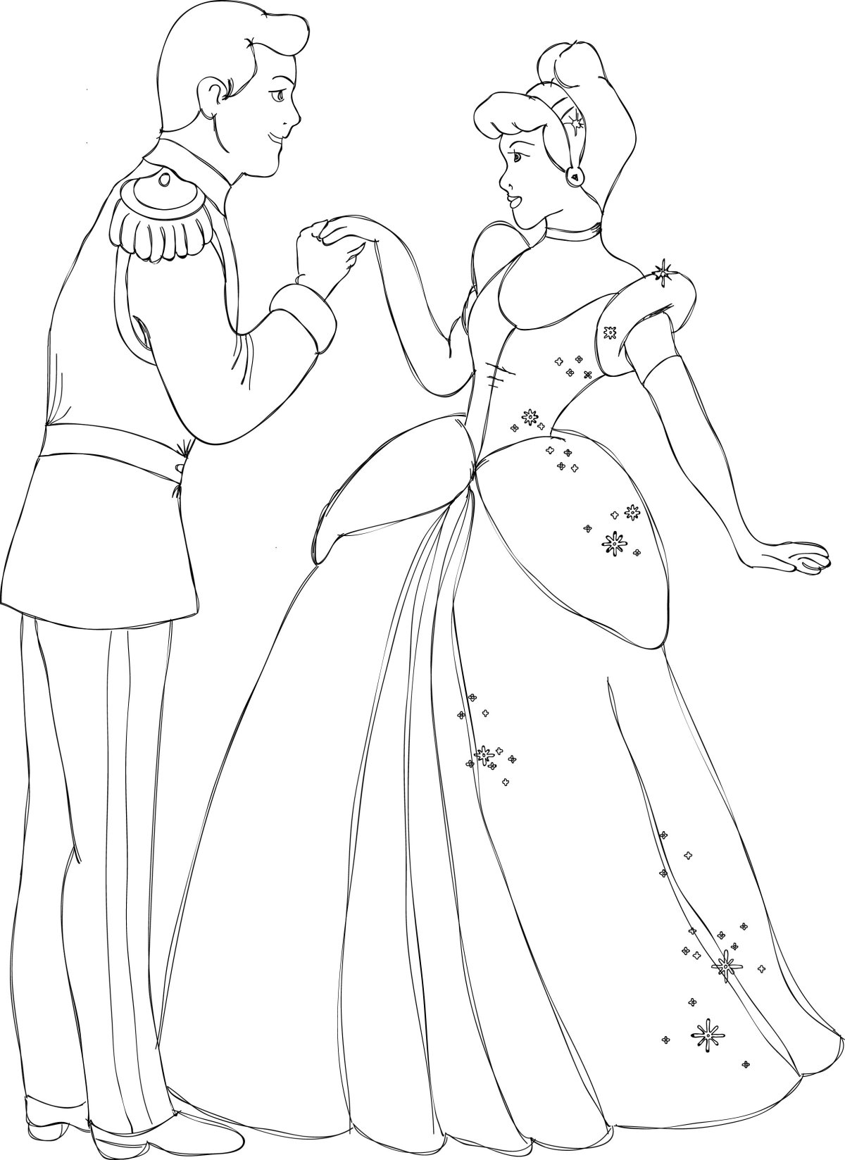 Золушка и принц раскраска