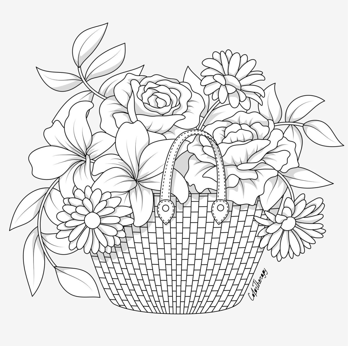 Весенний букет раскраска