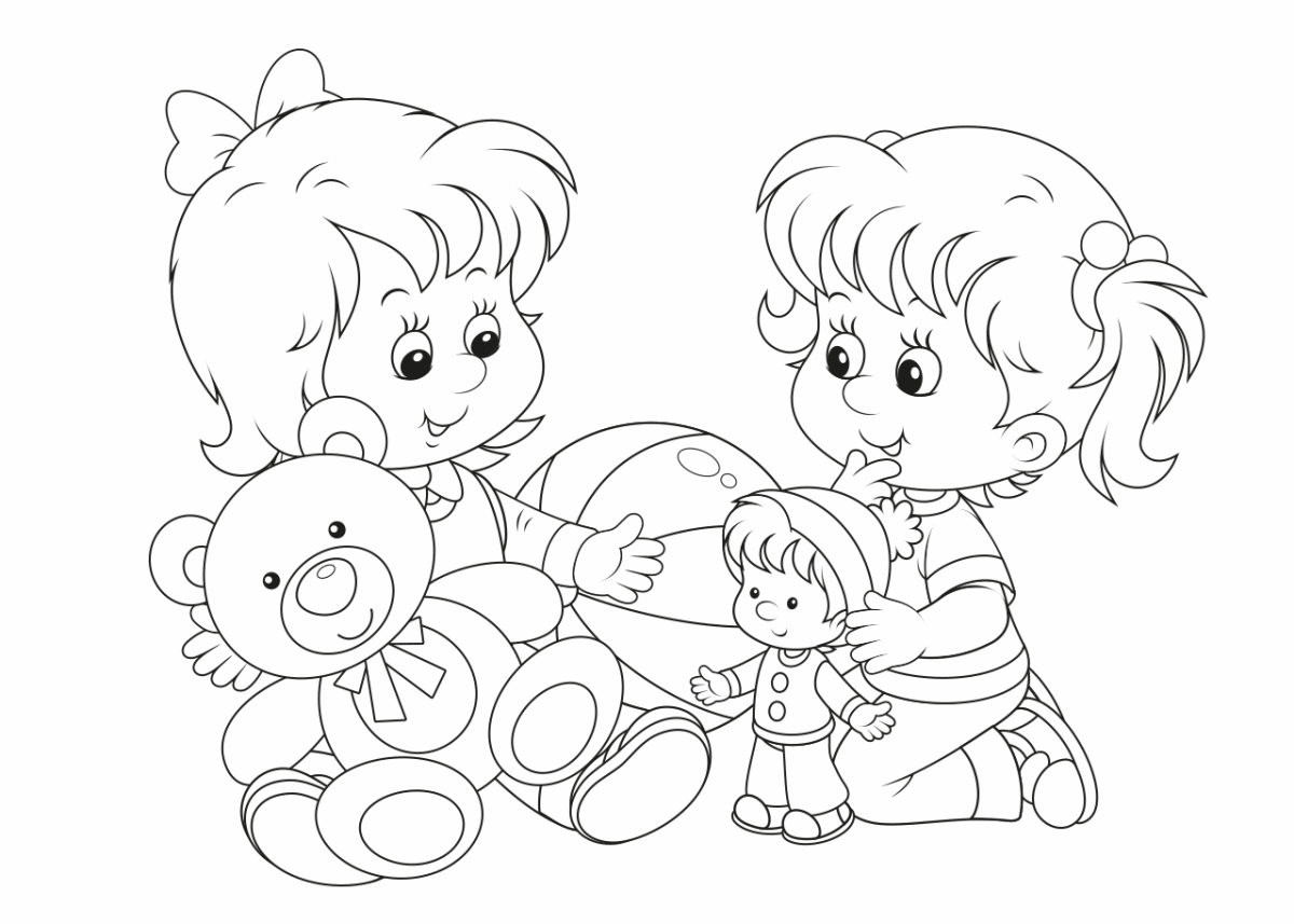 Дети в саду черно белые