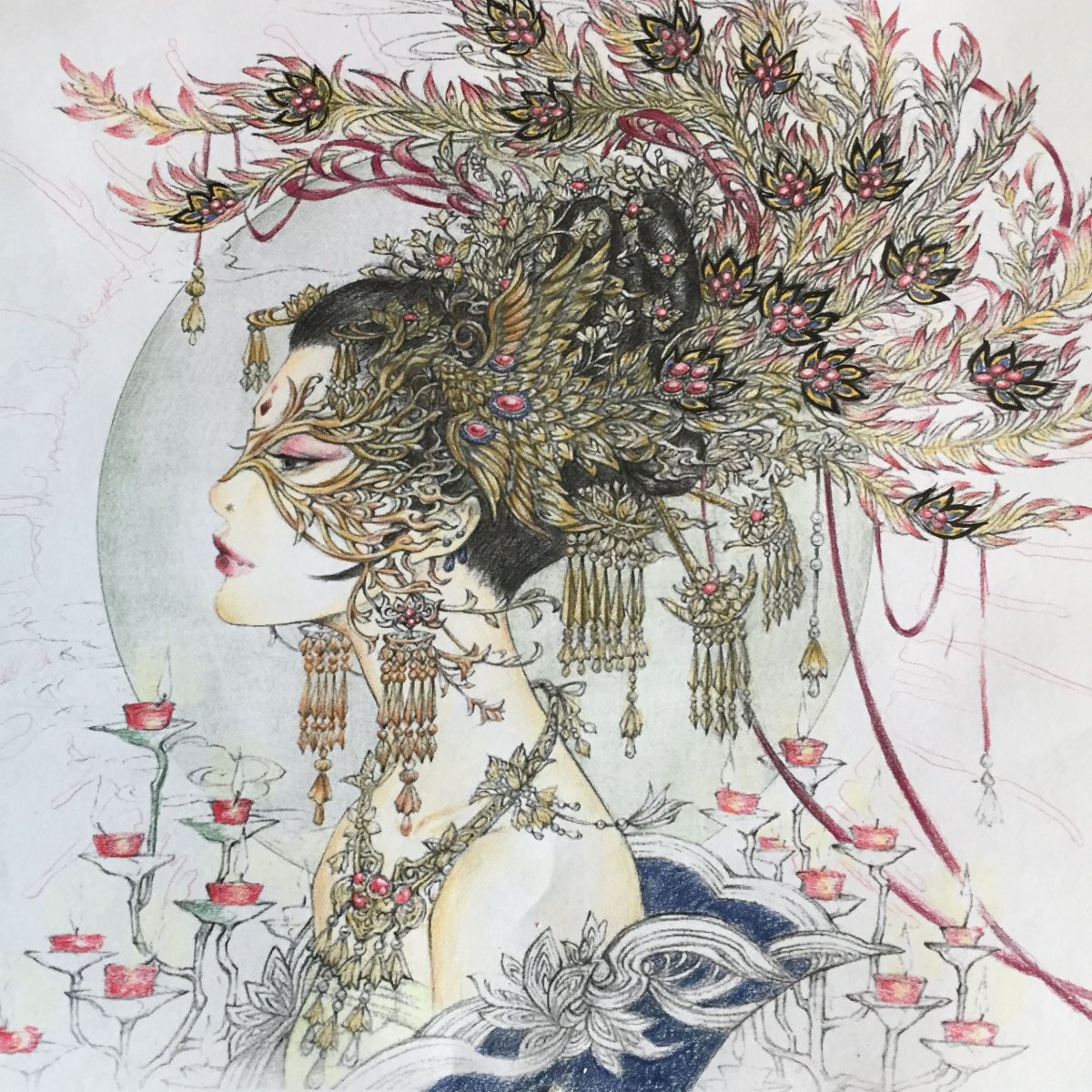 Японский пейзаж раскраска