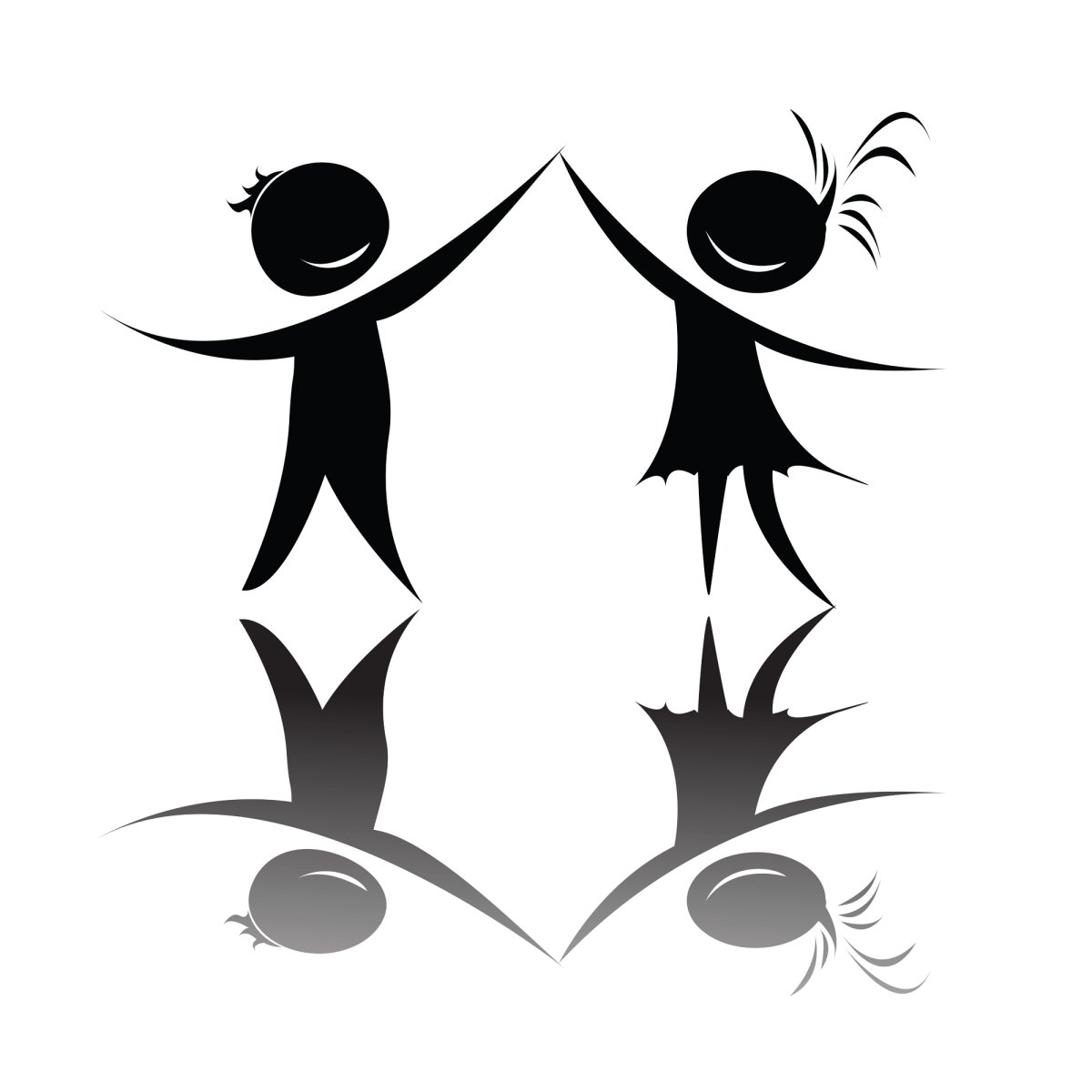 Танцующие дети силуэт