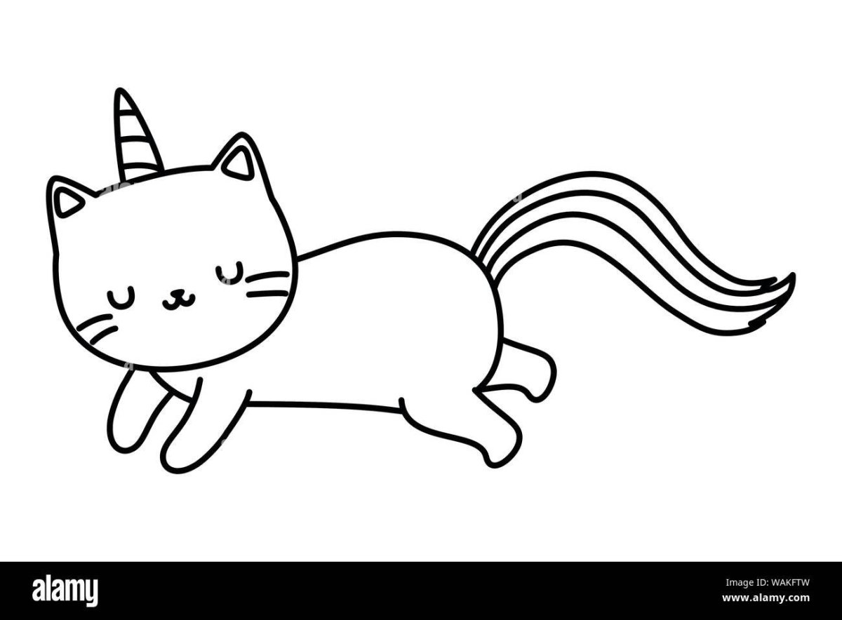 Раскраски кошки Единорожки