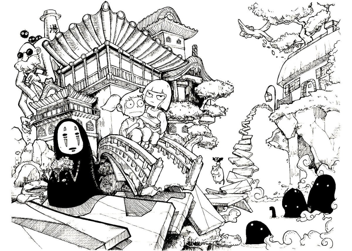 Раскраска аниме Хаяо Миядзаки