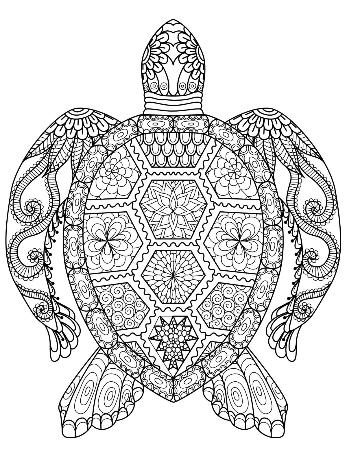 Мандала черепаха раскраска
