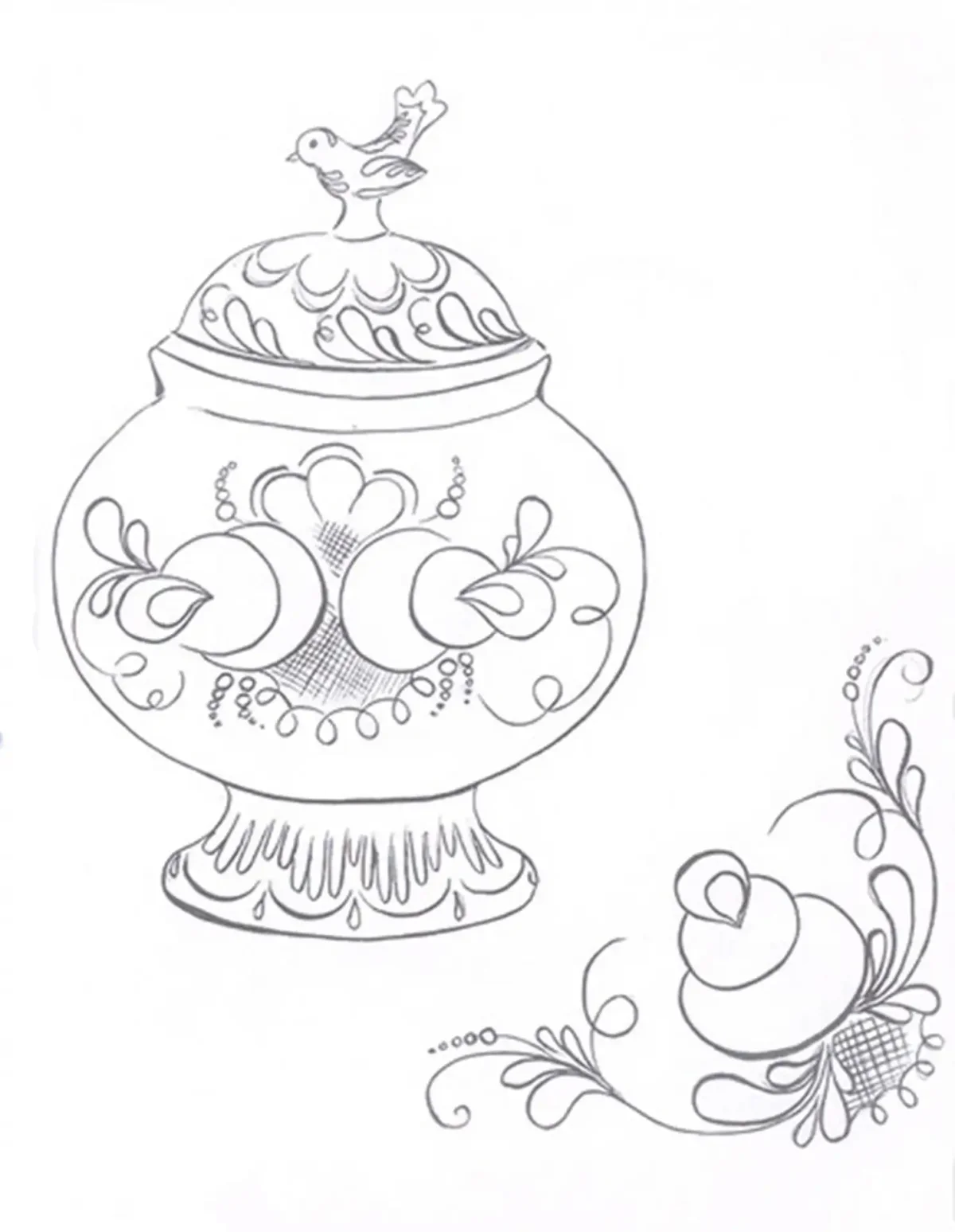 Разукрашка посуда Гжель