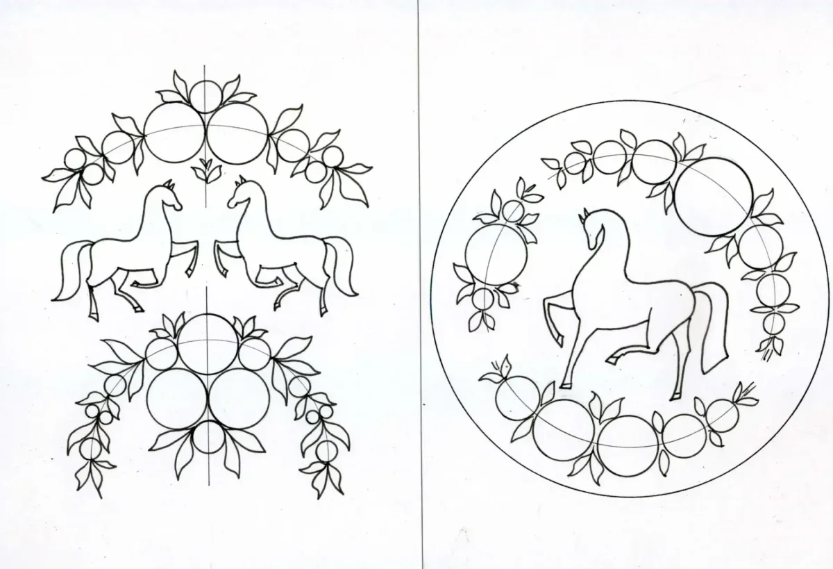 Городецкая роспись. Раскраска
