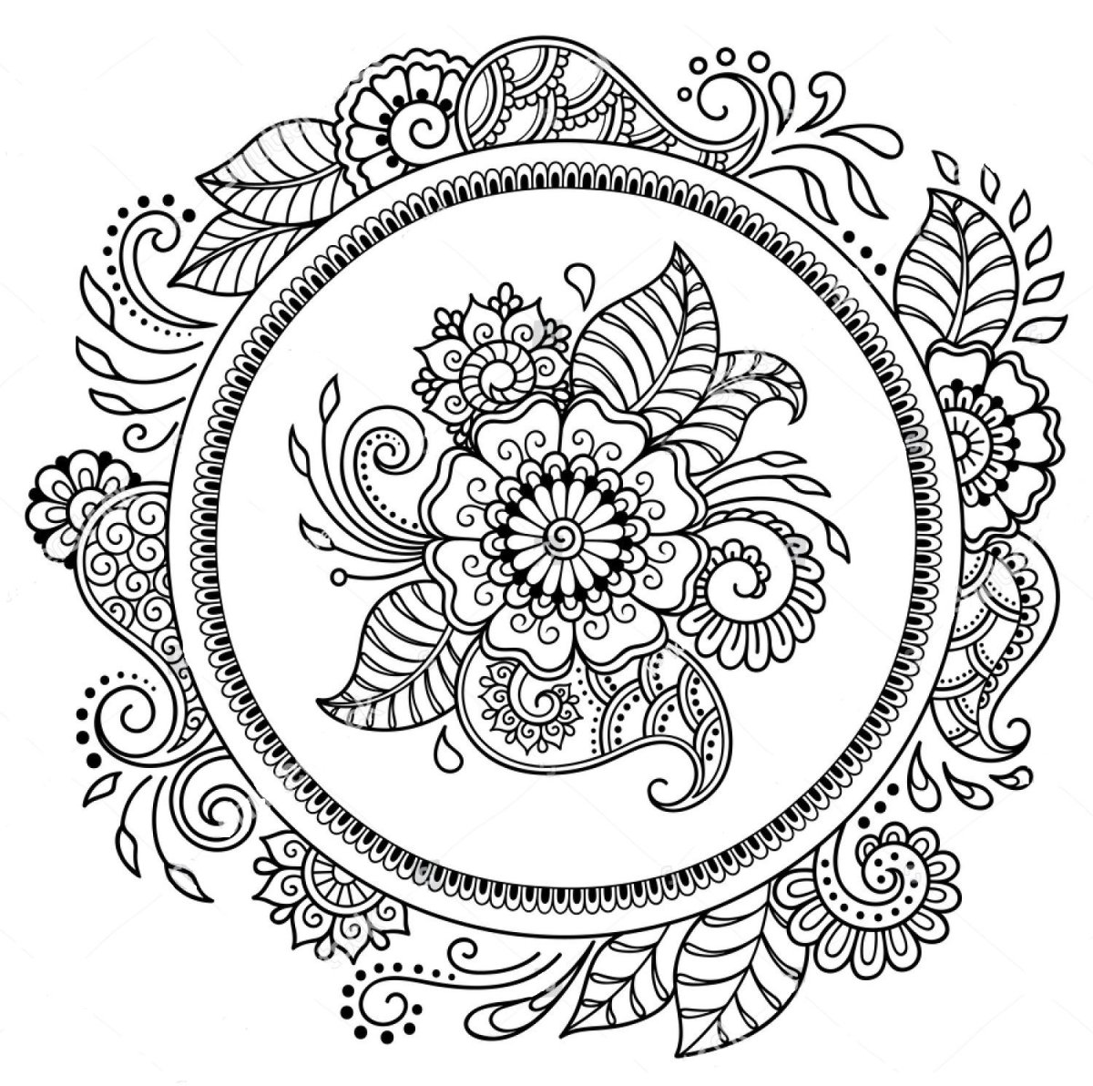 Цветочный орнамент в круге
