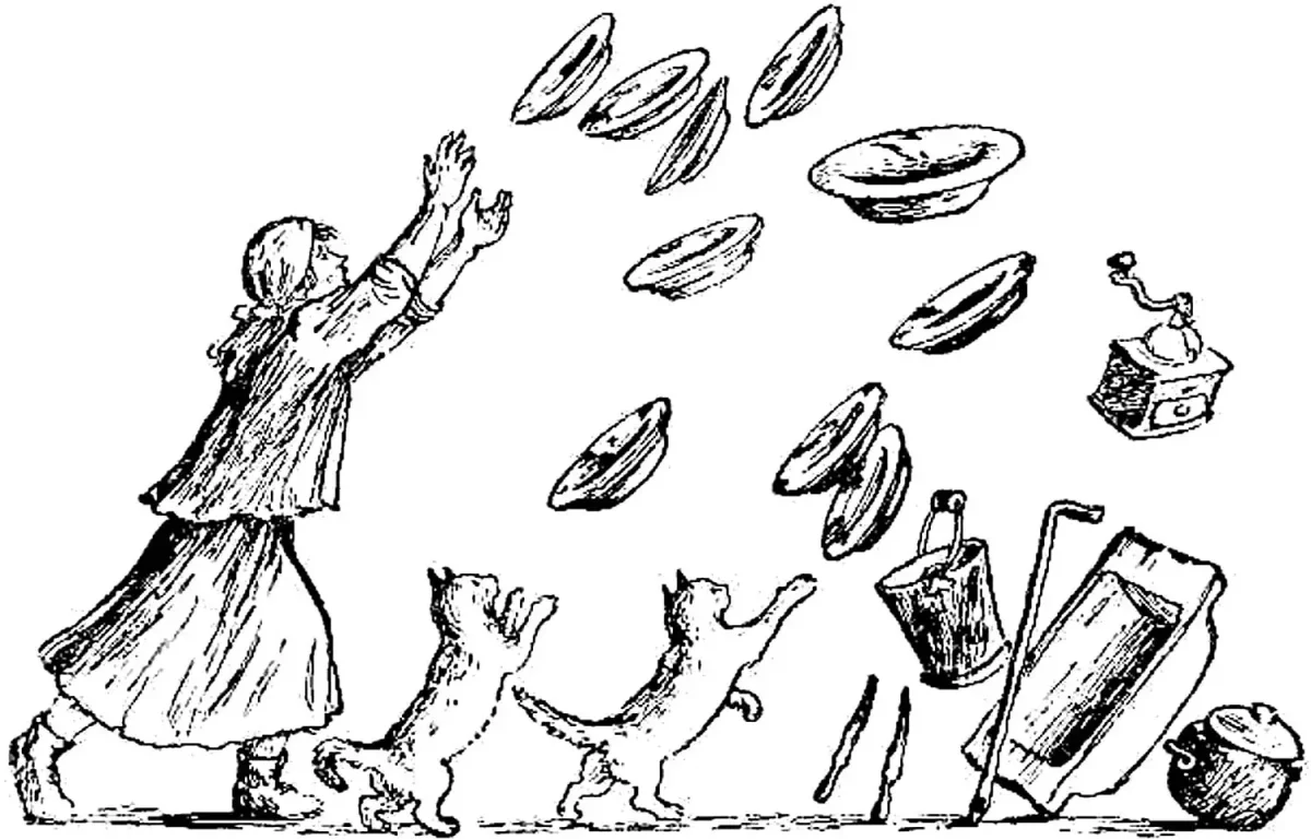 Иллюстрации Федорино горе Чуковский раскраска