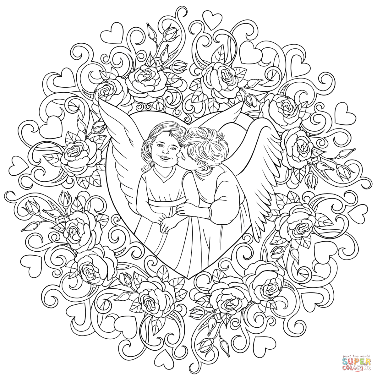 Мандалы с ангелами для раскрашивания