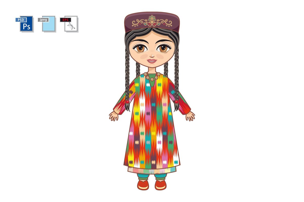 Таджики в национальном костюме вектор