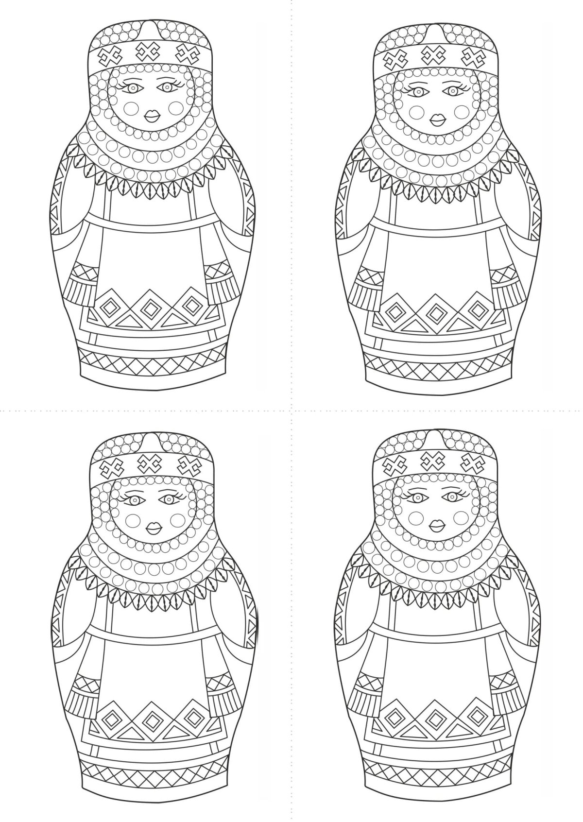 Мордовская Матрешка раскраска