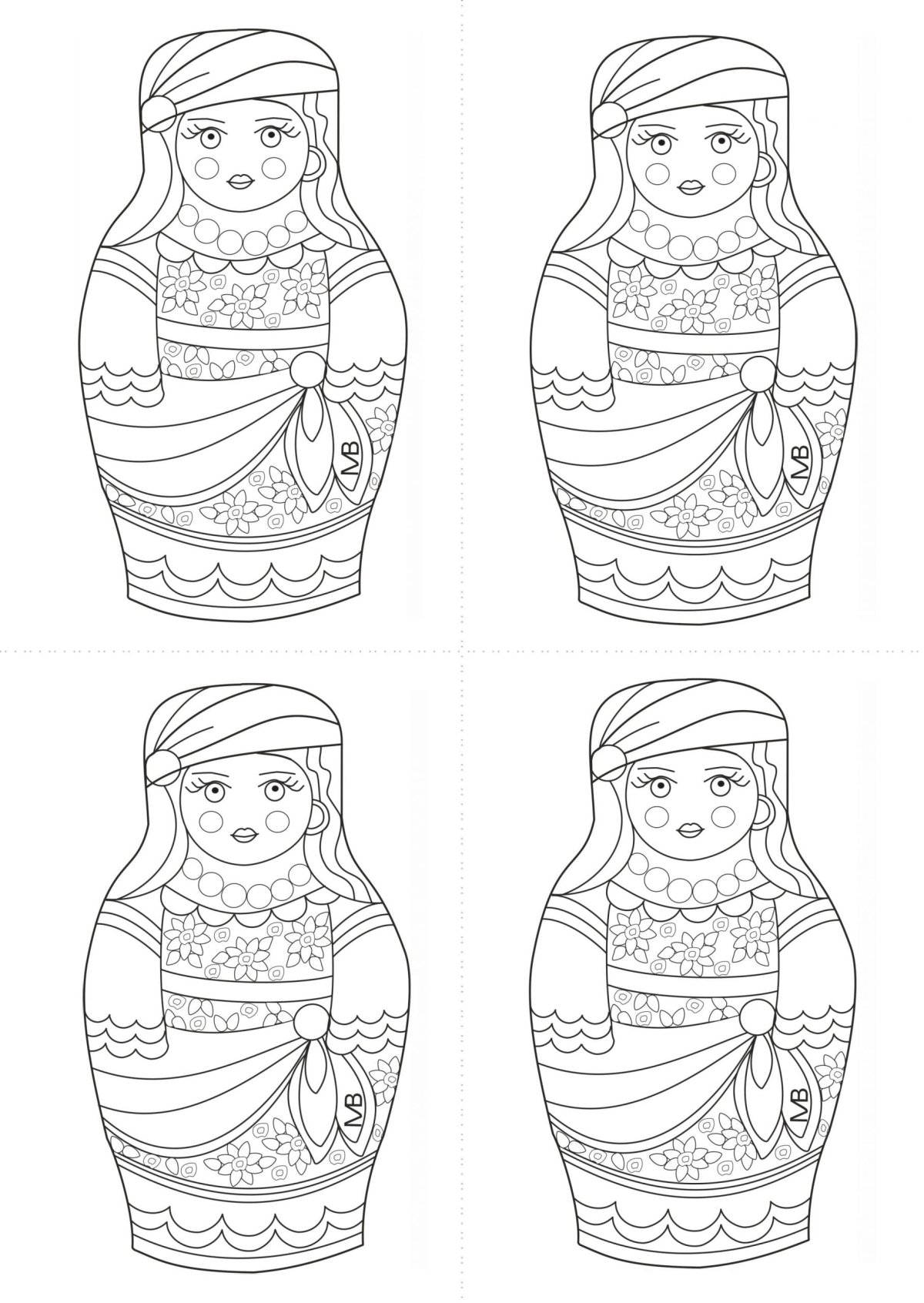 Трафарет Матрёшки для росписи
