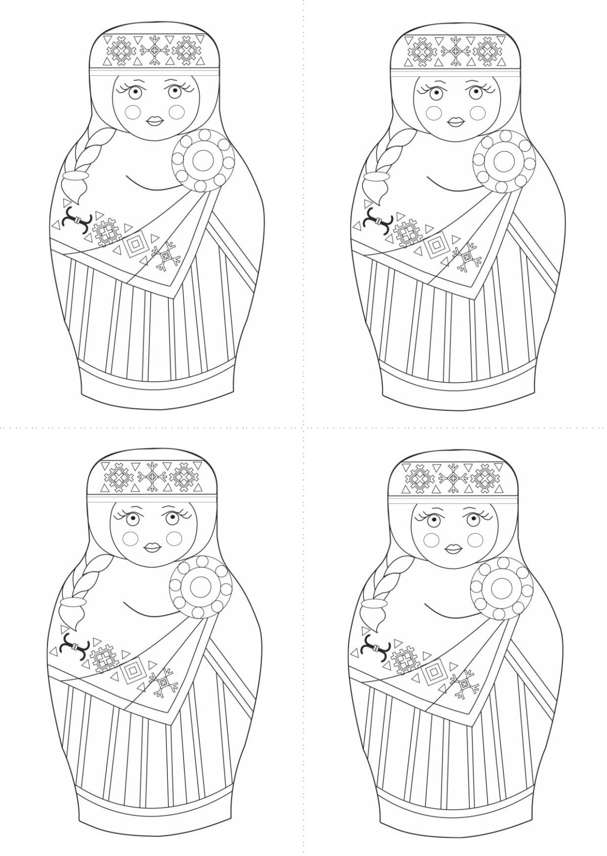 Раскраска матрёшка мальчик для детей