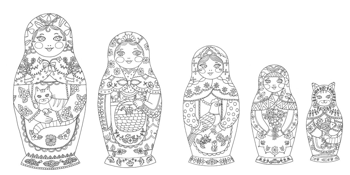 Сергиево-Посадская Матрешка раскраска