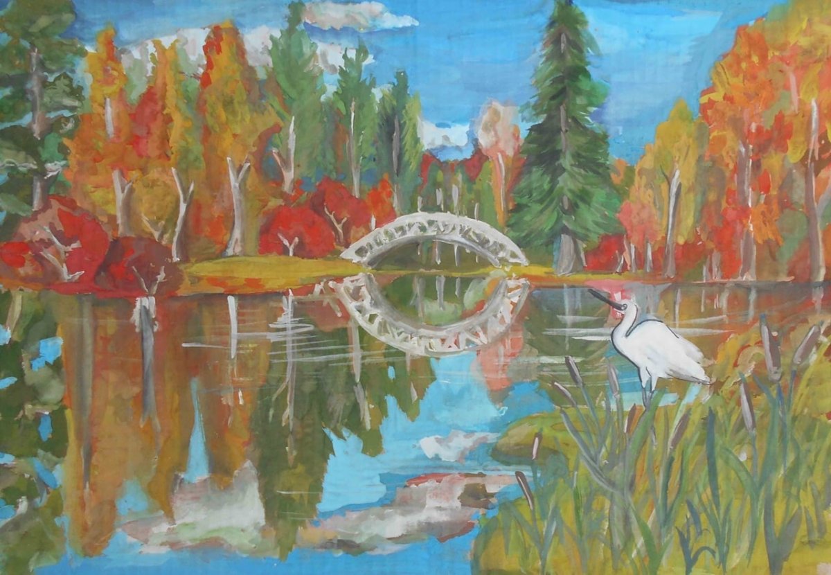 Осенний пейзаж раскрасить