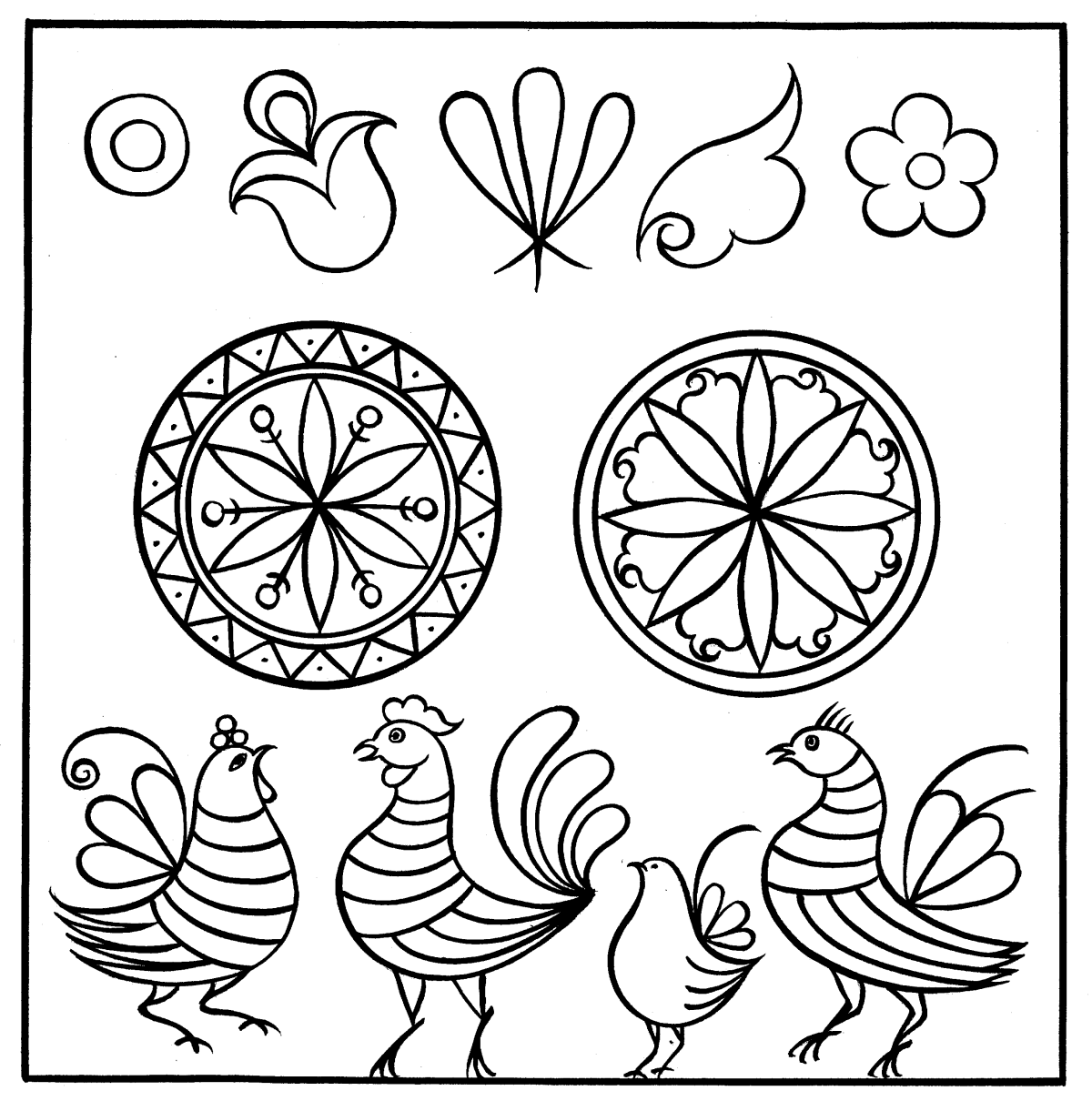 Петриковская роспись раскраска для детей