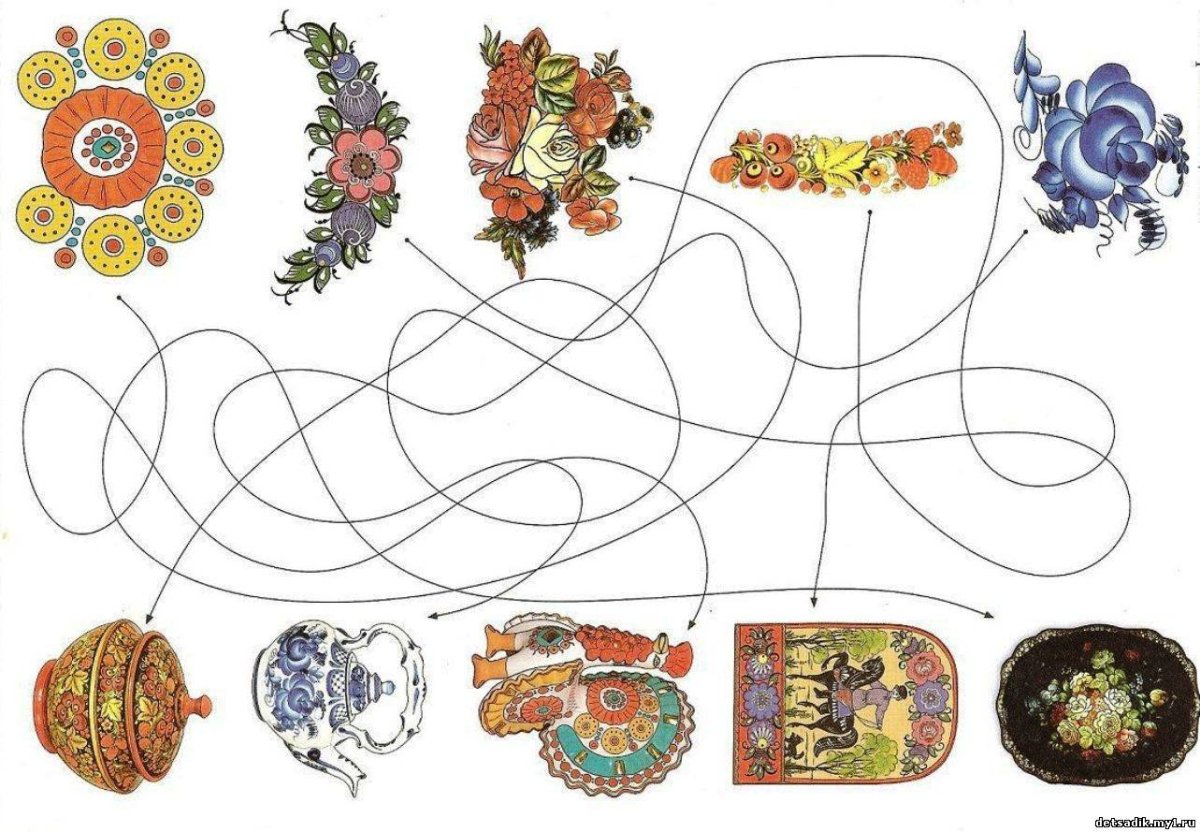 Гжельская посуда раскраска