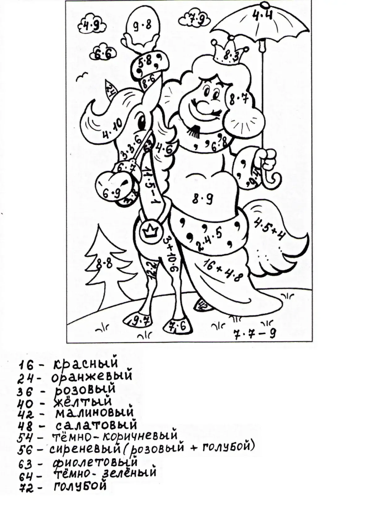 Таблица умножения на 8 раскраска