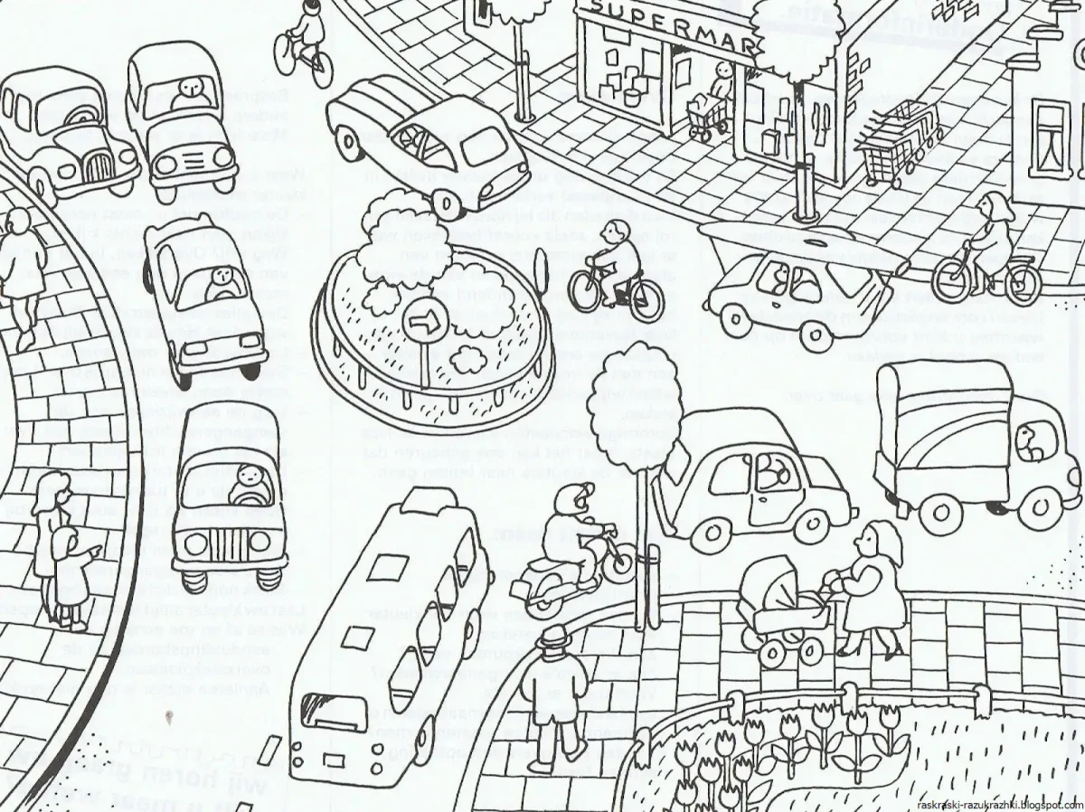 Раскраска машина на дороге