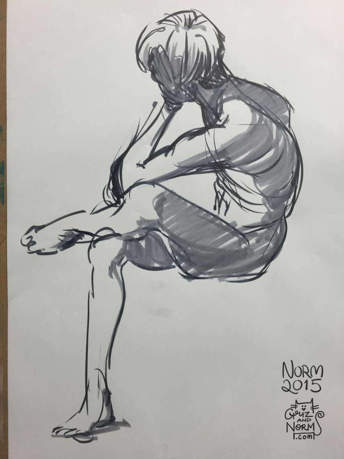 Наброски людей тушью