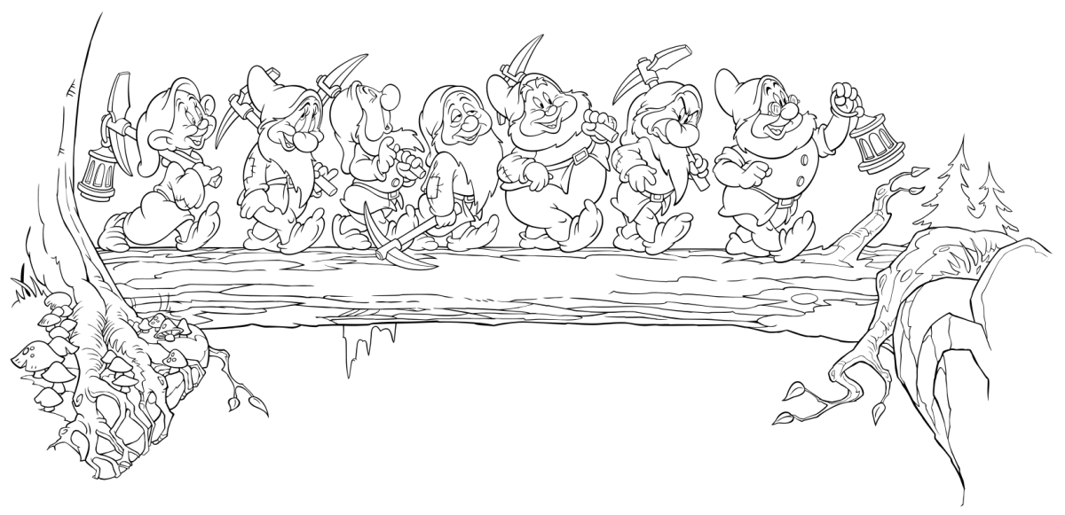 Раскраска семь гномов