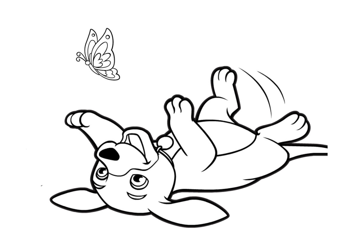 Раскраска собачка лежит