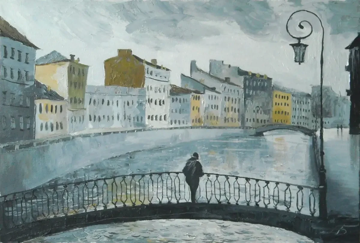 Банковский мост акварель Санкт-Петербург