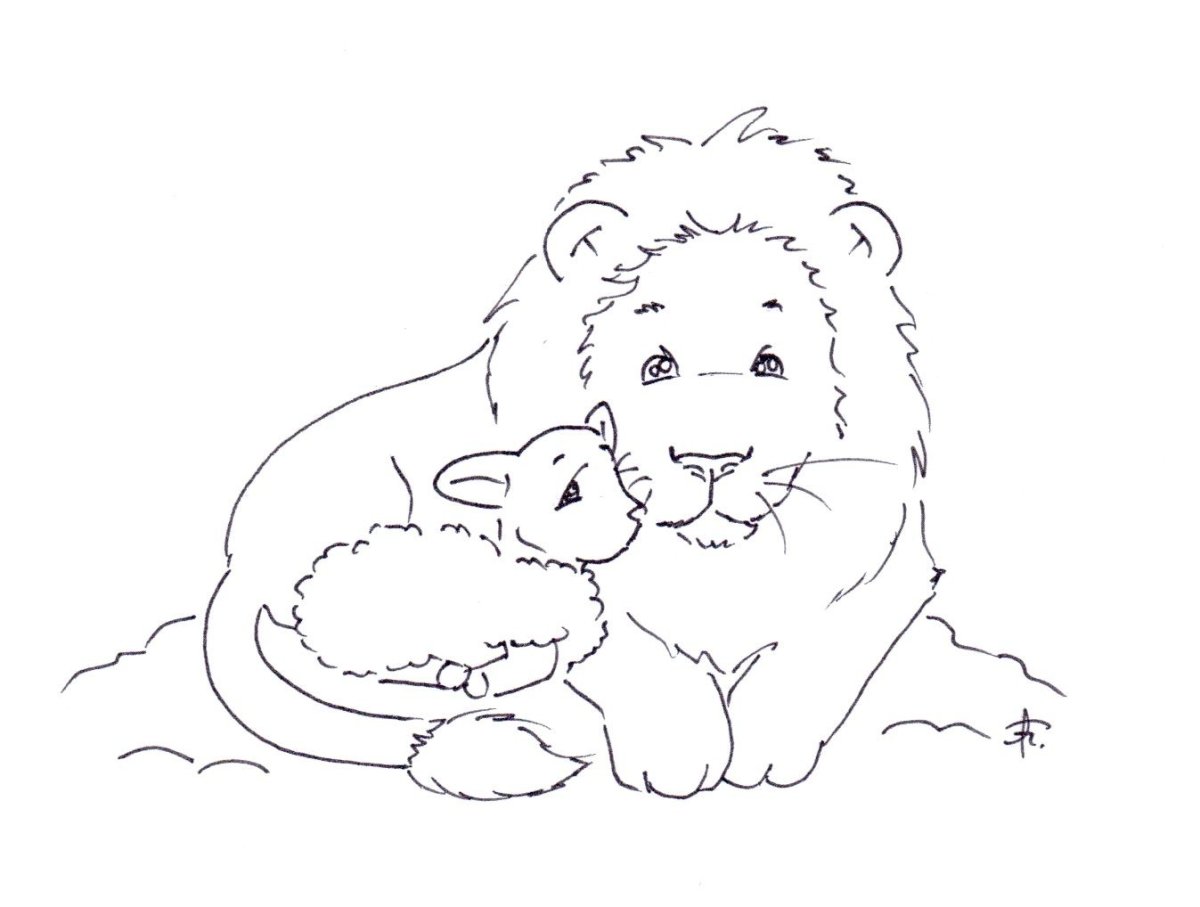 Лев и собачка раскраска