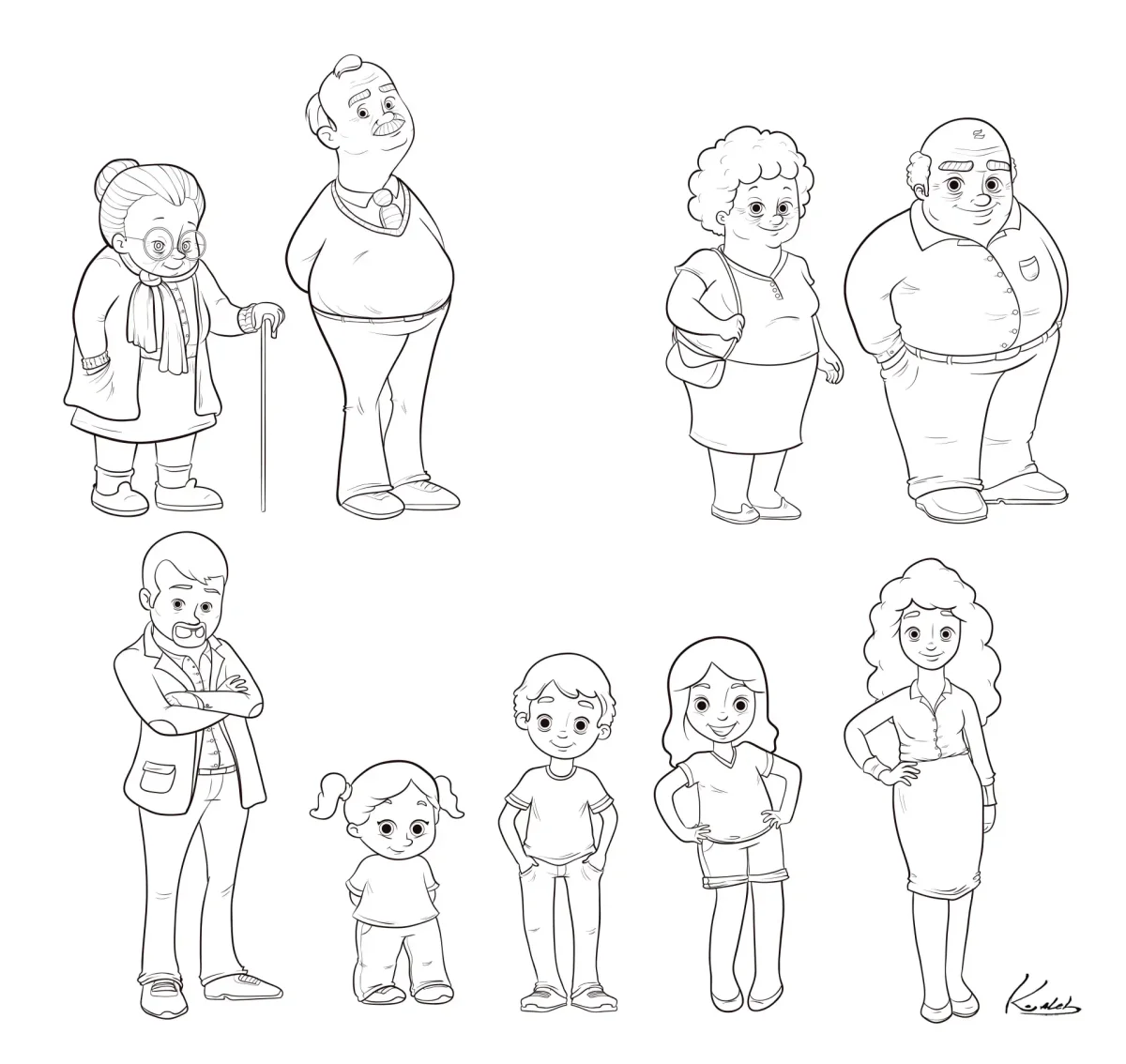 Члены семьи раскраска