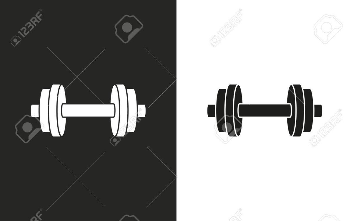 Гантель на черном фоне