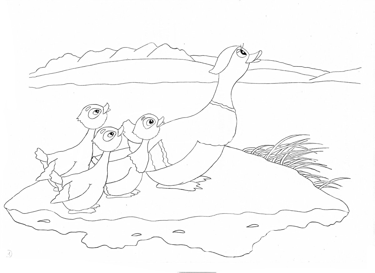 Раскраски для детей к сказке серая шейка