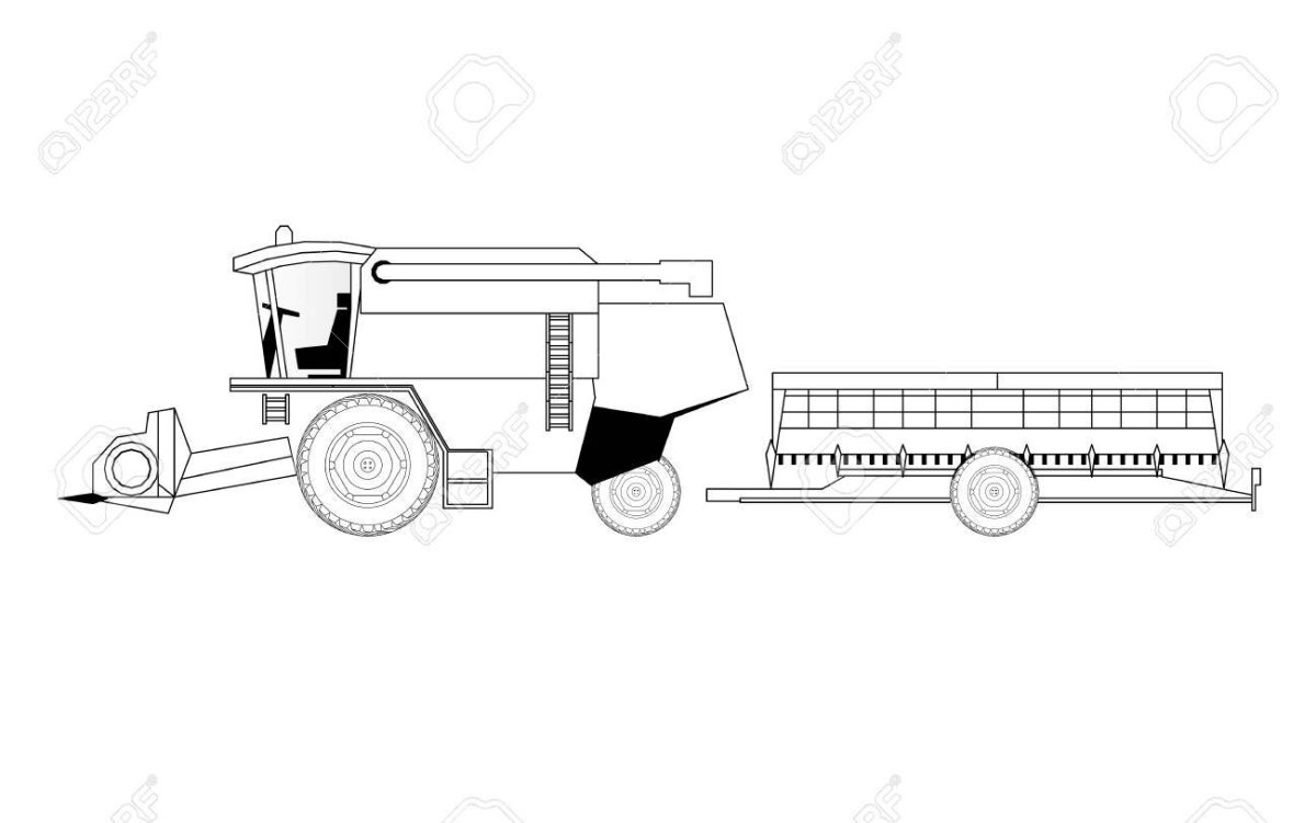 Комбайн прицепной раскраска