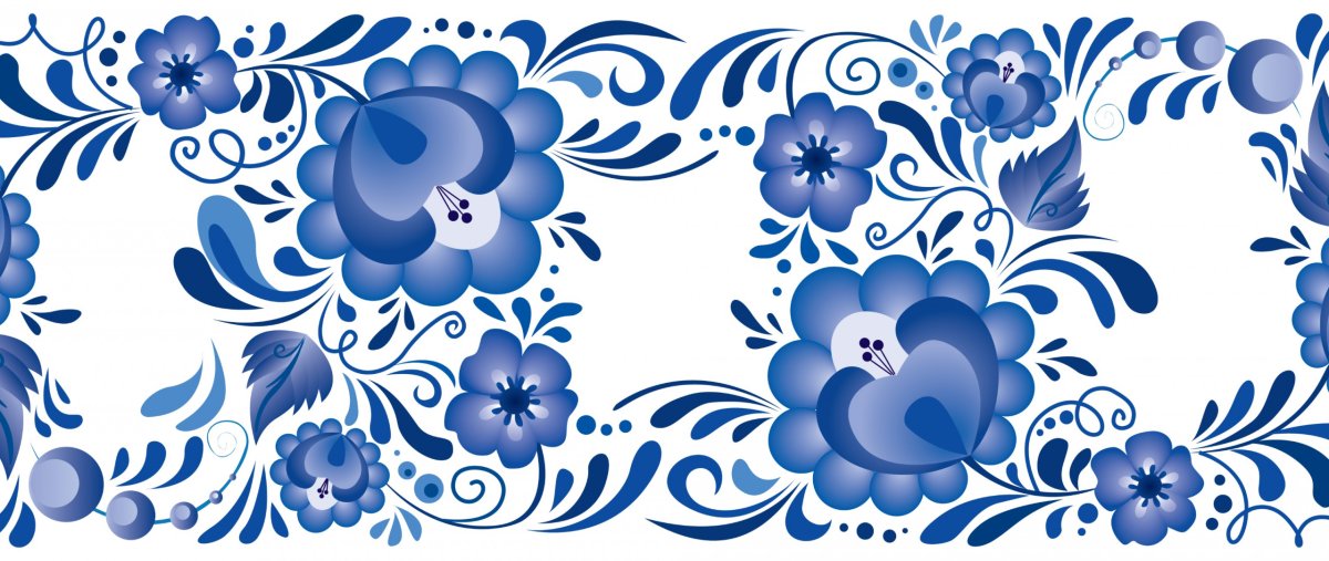 Голубой узор на белом фоне