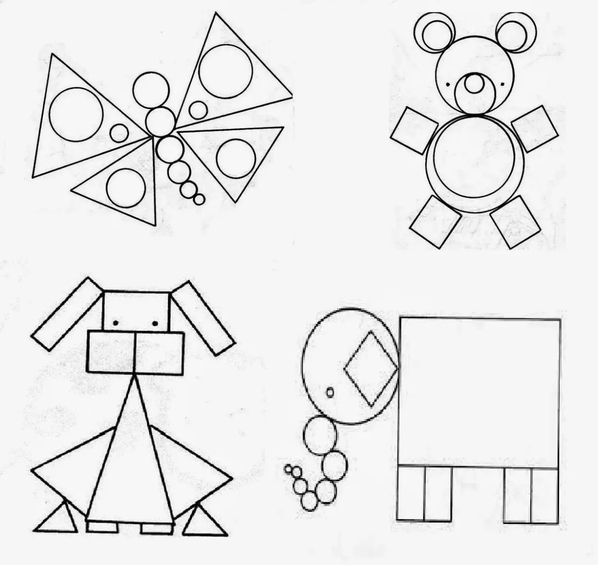 Фигуры животных из геометрических фигур