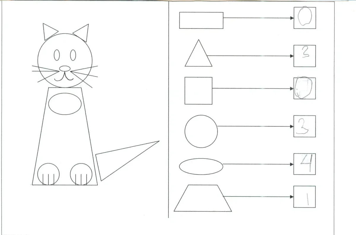 Рисунок кота из геометрических фигур