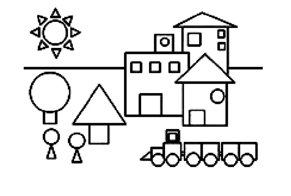 Улица из геометрических фигур