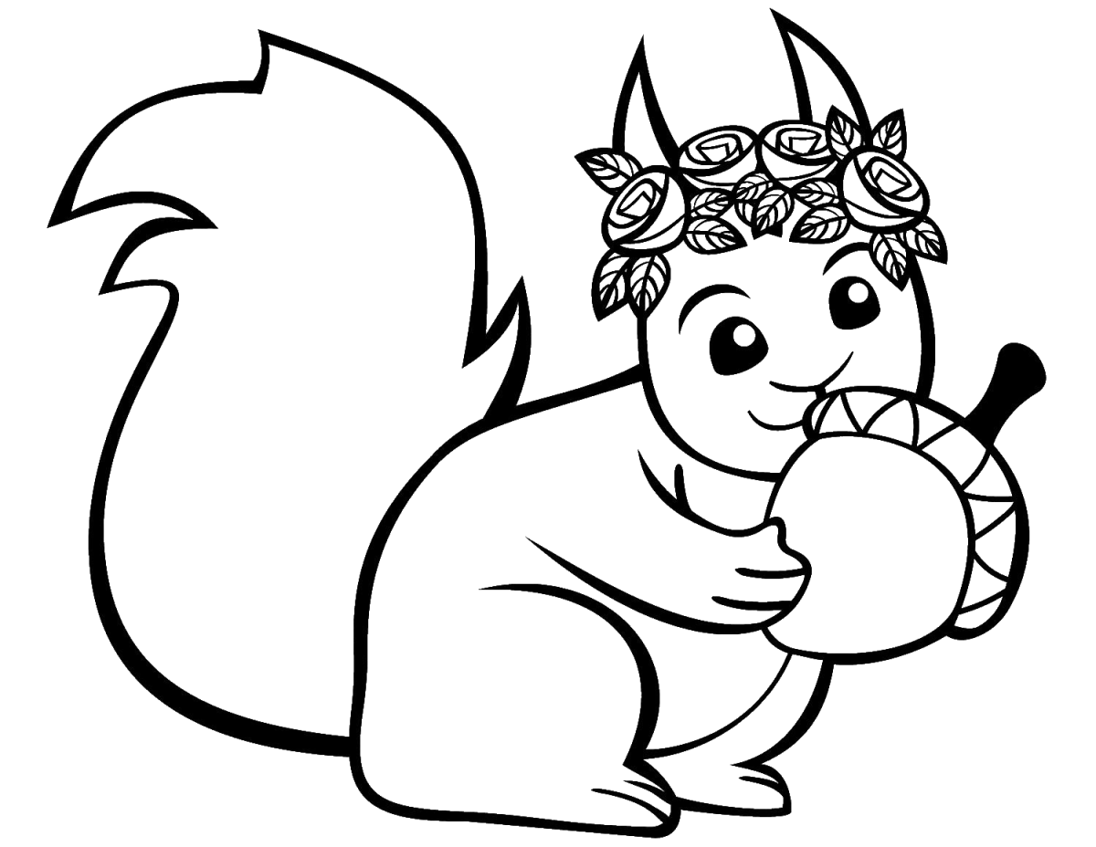 Белочка для раскрашивания для малышей