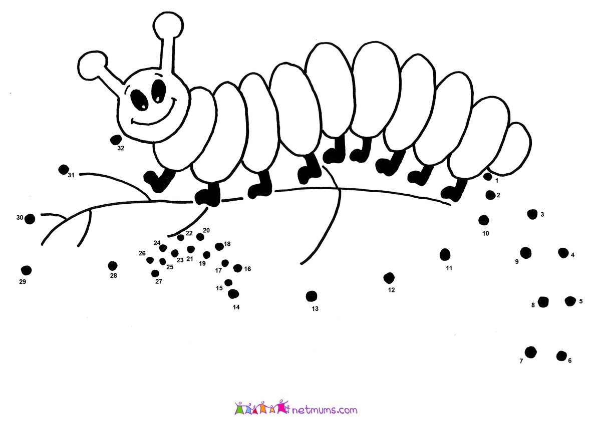 Силуэт гусеницы для детей