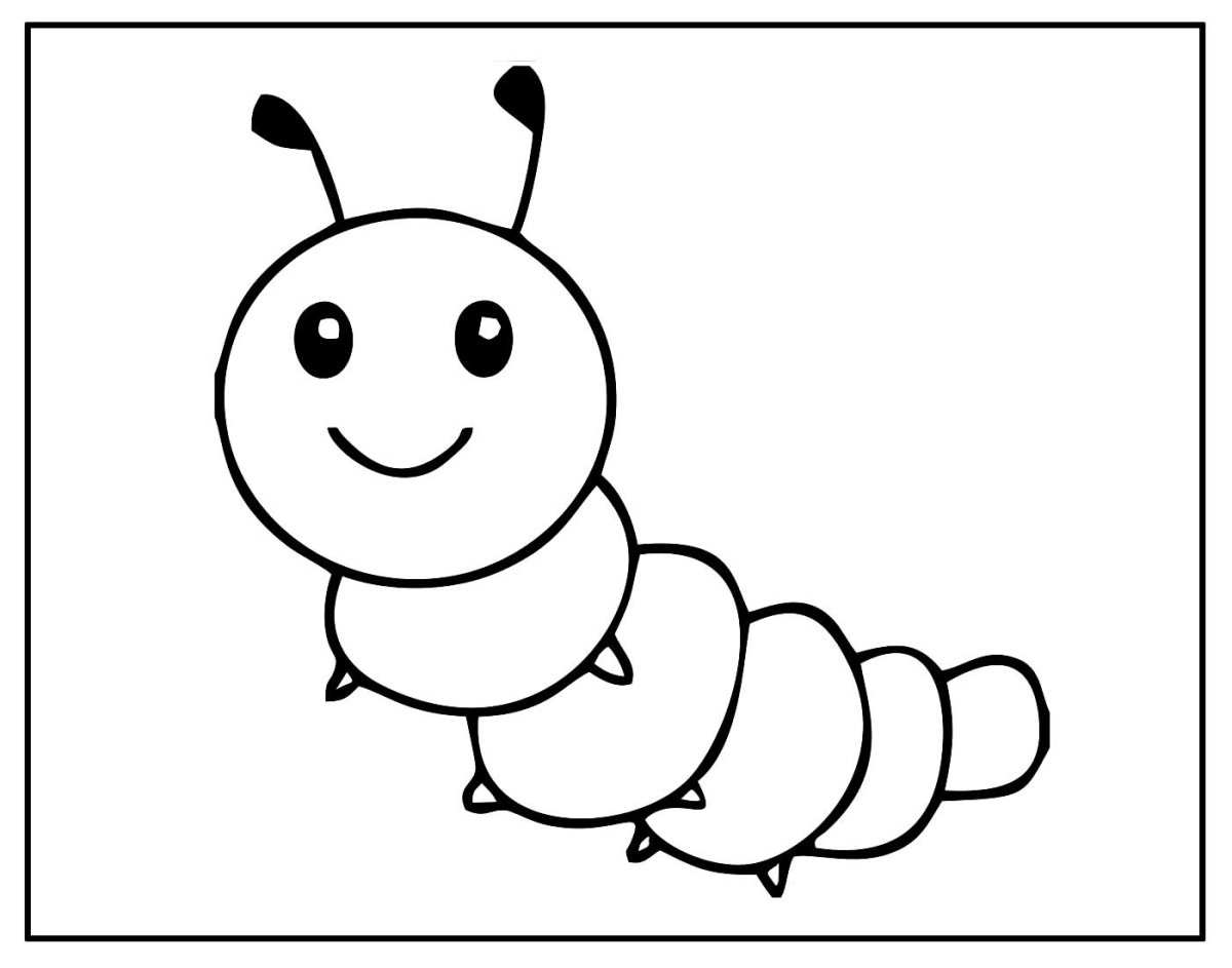 Гусеница трафарет