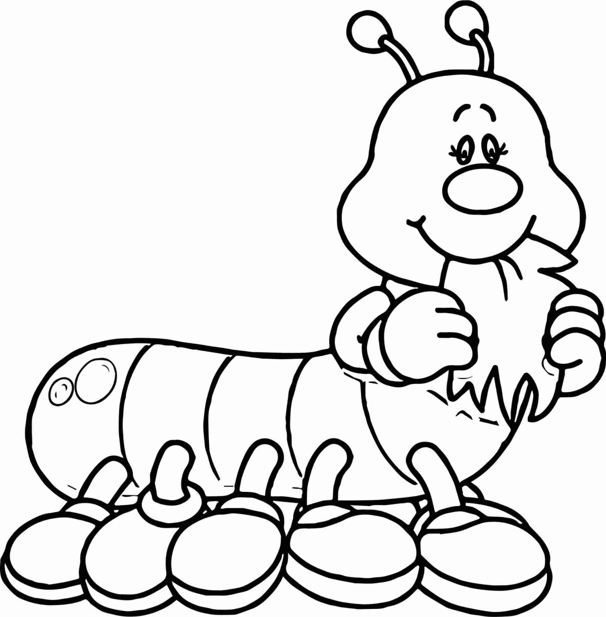 Раскраска гусеница для малышей