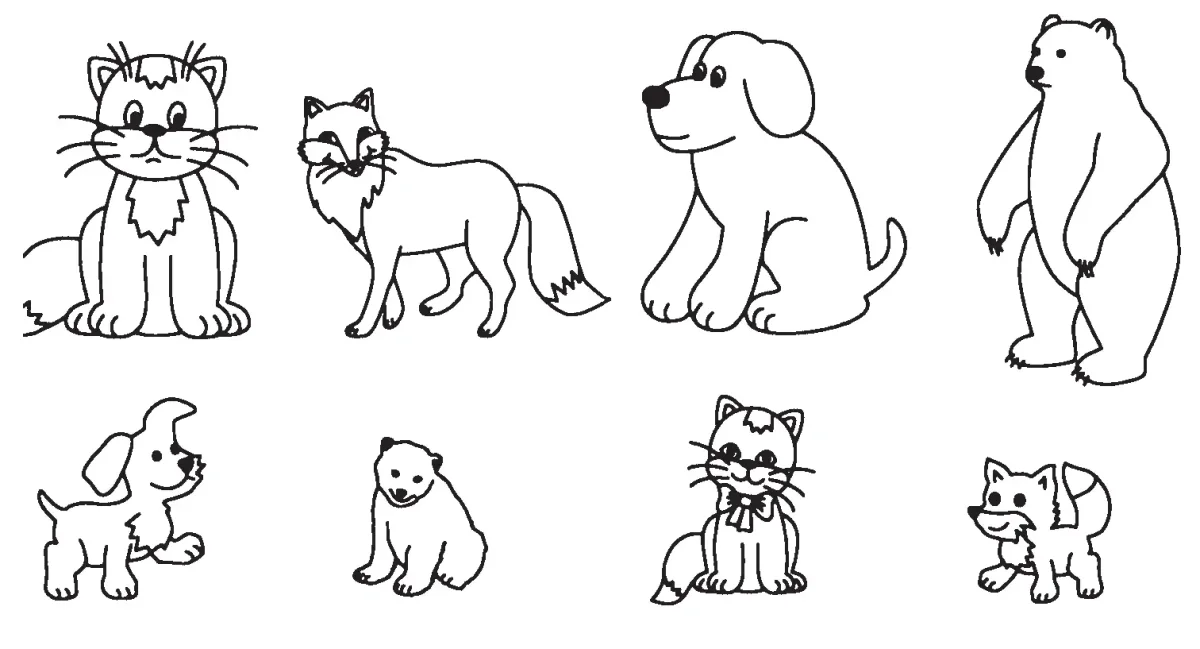 Раскраска большой маленький для детей