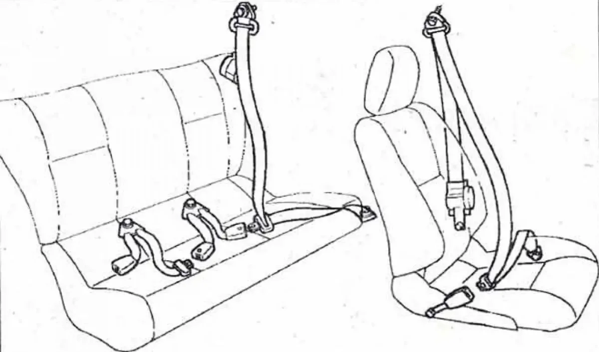 Ремни безопасности ВАЗ 2107 задние схема