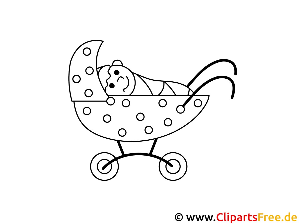 Раскраска малыш в коляске