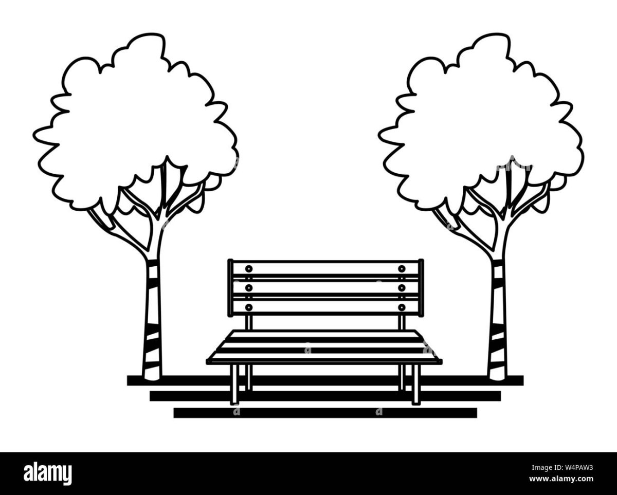 Парк карандашом в цвете